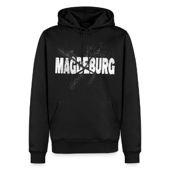 Magdeburg Deutschland Stadt Schrift Grunge Splash - Männer Premium Bio Hoodie - Schwarz - Vorne - Nico (187cm)
