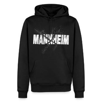 Mannheim Deutschland Stadt Schrift Grunge Splash - Männer Premium Bio Hoodie - Schwarz - Vorne - Nico (187cm)