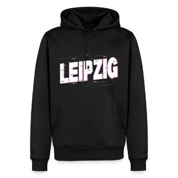Leipzig Germany City Font Home Love - Men’s Premium Organic Hoodie - black - Front - Nico (187cm)