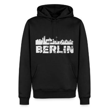 Berlin Allemagne City Font Skyline brisée - Sweat à capuche Premium bio Homme - noir - Devant - Nico (187cm)