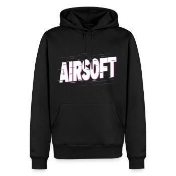 Airsoft Softair Waffe Sport Hobby Spieler Team - Männer Premium Bio Hoodie - Schwarz - Vorne - Nico (187cm)
