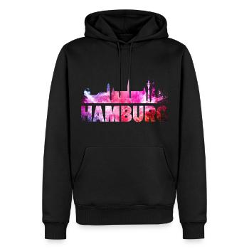 Hambourg Allemagne City Skyline Font Splash - Sweat à capuche Premium bio Homme - noir - Devant - Nico (187cm)