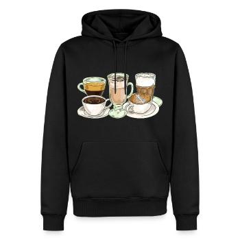 Café Amateur de Café Tasse à café Barista Vintage - Sweat à capuche Premium bio Homme - noir - Devant - Nico (187cm)