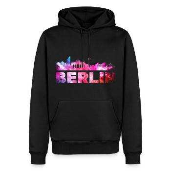 Berlin Germany City Skyline Font Splash - Men’s Premium Organic Hoodie - black - Front - Nico (187cm)