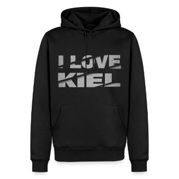 Kiel Allemagne City Font Skyline J’adore - Sweat à capuche Premium bio Homme - noir - Devant - Nico (187cm)