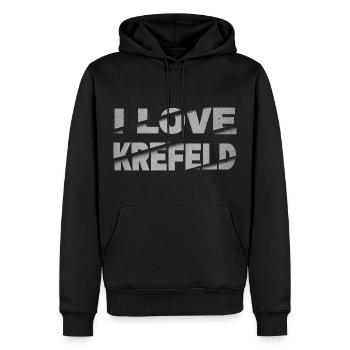 Krefeld Allemagne City Font Skyline J’aime - Sweat à capuche Premium bio Homme - noir - Devant - Nico (187cm)
