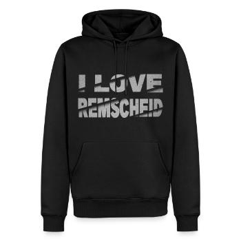 Remscheid Allemagne Ville Font Skyline J’aime - Sweat à capuche Premium bio Homme - noir - Devant - Nico (187cm)