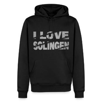 Solingen Allemagne City Font Skyline I Love - Sweat à capuche Premium bio Homme - noir - Devant - Nico (187cm)