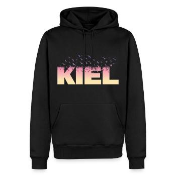 Kiel Allemagne City Font Oiseaux Skyline - Sweat à capuche Premium bio Homme - noir - Devant - Nico (187cm)