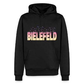Bielefeld Deutschland Stadt Schrift Vögel Skyline - Männer Premium Bio Hoodie - Schwarz - Vorne - Nico (187cm)