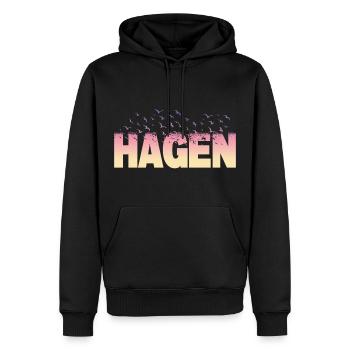Hagen Allemagne Ville Police Oiseaux Skyline - Sweat à capuche Premium bio Homme - noir - Devant - Nico (187cm)