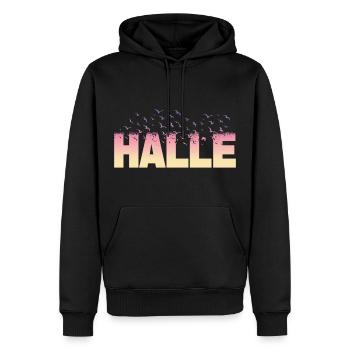 Halle Deutschland Stadt Schrift Vögel Skyline - Männer Premium Bio Hoodie - Schwarz - Vorne - Nico (187cm)