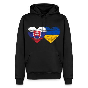 Slowakei Ukraine Flagge Herz used - Männer Premium Bio Hoodie - Schwarz - Vorne - Nico (187cm)