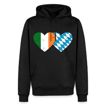 Drapeau de l’Irlande Bavière Coeur utilisé - Sweat à capuche Premium bio Homme - noir - Devant - Nico (187cm)