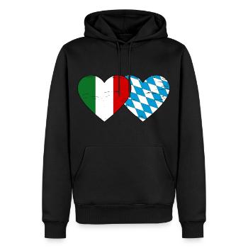 Italie Bavière Drapeau Coeur utilisé - Sweat à capuche Premium bio Homme - noir - Devant - Nico (187cm)