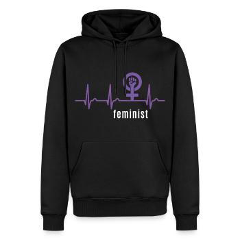 Feminist Herzkurve - Puls Frauenpower Feminismus - Männer Premium Bio Hoodie - Schwarz - Vorne - Nico (187cm)
