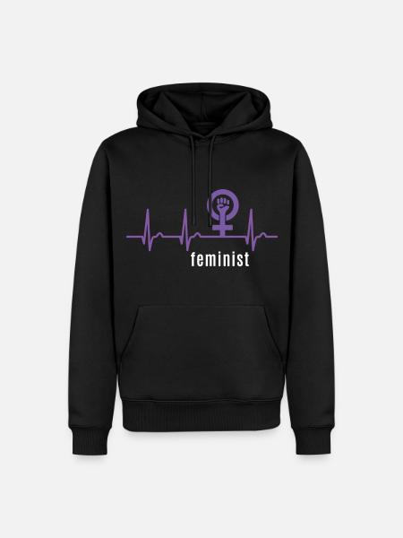 Feminist Herzkurve - Puls Frauenpower Feminismus - Männer Premium Bio Hoodie - Schwarz