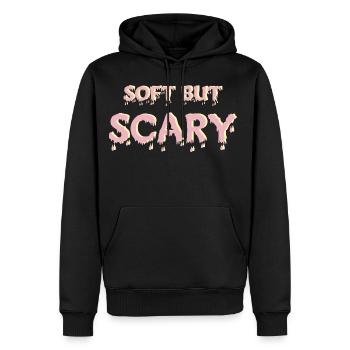 Weich, aber unheimlich - Männer Premium Bio Hoodie - Schwarz - Vorne - Nico (187cm)