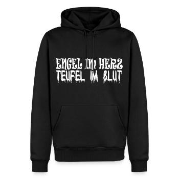 Engel im Herz Teufel im Blut - Männer Premium Bio Hoodie - Schwarz - Vorne - Nico (187cm)