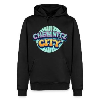 Chemnitz Allemagne City Font Pop Art Comic - Sweat à capuche Premium bio Homme - noir - Devant - Nico (187cm)