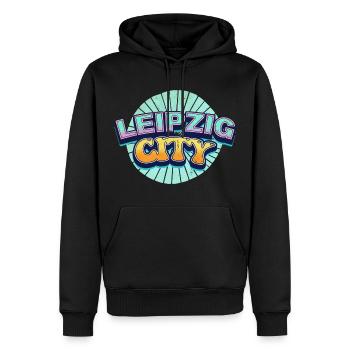 Leipzig Allemagne Ville Police Pop Art Comic - Sweat à capuche Premium bio Homme - noir - Devant - Nico (187cm)
