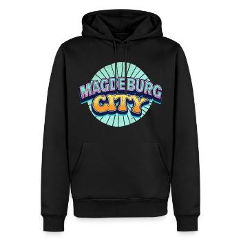 Magdebourg Allemagne Ville Police Pop Art Bande dessinée - Sweat à capuche Premium bio Homme - noir - Devant - Nico (187cm)