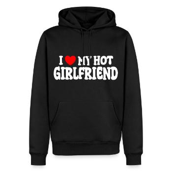 I Love my Hot Girlfriend - Men’s Premium Organic Hoodie - black - Front - Nico (187cm)
