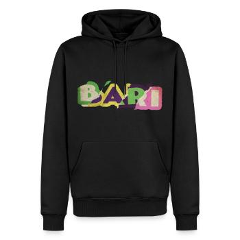Bari Italie City Font Punk Retro Vacances - Sweat à capuche Premium bio Homme - noir - Devant - Nico (187cm)