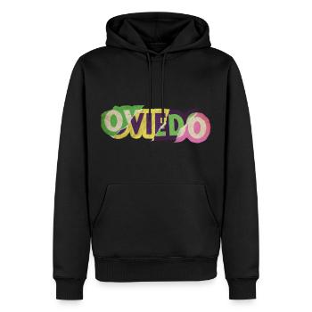 Oviedo Espagne City Font Punk Rétro Vintage - Sweat à capuche Premium bio Homme - noir - Devant - Nico (187cm)
