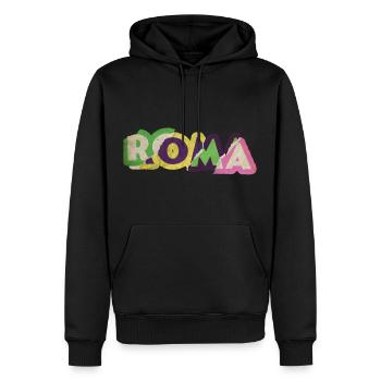 Rome Roma Italie City Font Punk Rétro Vacances - Sweat à capuche Premium bio Homme - noir - Devant - Nico (187cm)