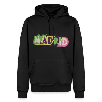 Madrid Spanien Stadt Schrift Punk Retro Vintage - Männer Premium Bio Hoodie - Schwarz - Vorne - Nico (187cm)