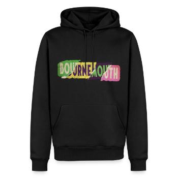 Bournemouth Angleterre UK City Font Punk Retro - Sweat à capuche Premium bio Homme - noir - Devant - Nico (187cm)