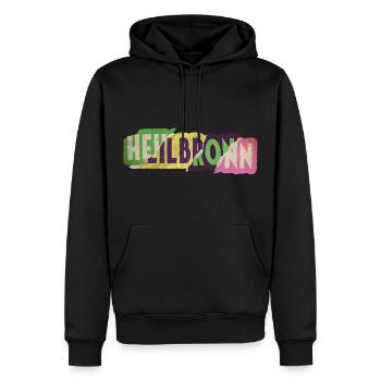 Heilbronn Allemagne City Font Punk Rétro - Sweat à capuche Premium bio Homme - noir - Devant - Nico (187cm)