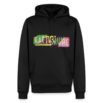Karlsruhe Allemagne City Font Punk Rétro - Sweat à capuche Premium bio Homme - noir - Devant - Nico (187cm)