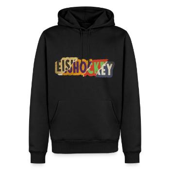 Eishockey Hockey Sport Schrift Vintage Retro Bunt - Männer Premium Bio Hoodie - Schwarz - Vorne - Nico (187cm)