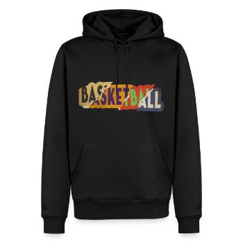 Basketball Sport Schrift Vintage Retro Bunt - Männer Premium Bio Hoodie - Schwarz - Vorne - Nico (187cm)