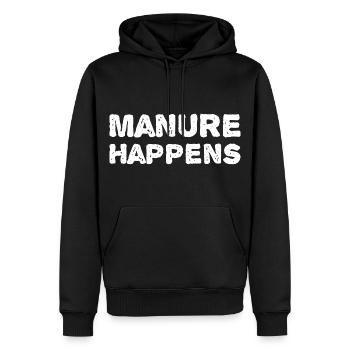Mist passiert - Lustiges Bauern Design - Männer Premium Bio Hoodie - Schwarz - Vorne - Nico (187cm)