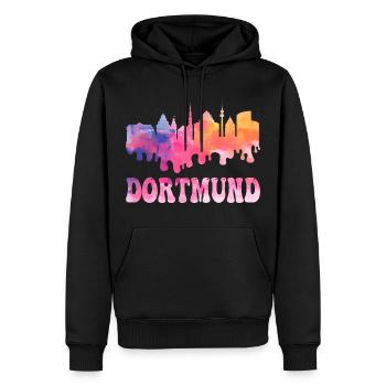 Dortmund Deutschland Stadt Skyline Splash Bunt - Männer Premium Bio Hoodie - Schwarz - Vorne - Nico (187cm)