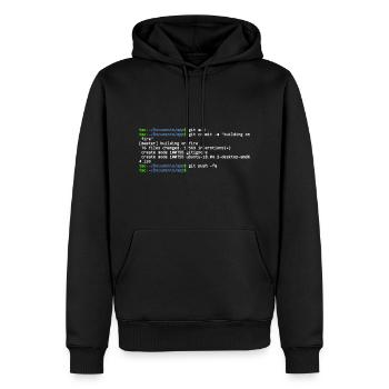 linux shell git building on fire - Sweat à capuche Premium bio Homme - noir - Devant - Nico (187cm)