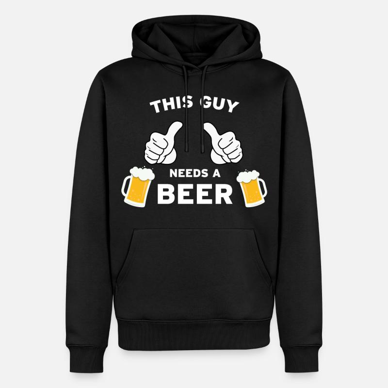 This Guy needs a Beer - Männer Premium Bio Hoodie - Schwarz