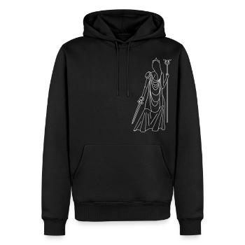Athena - Männer Premium Bio Hoodie - Schwarz - Vorne - Nico (187cm)