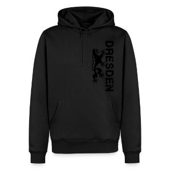 Dresden - Männer Premium Bio Hoodie - Schwarz - Vorne - Nico (187cm)