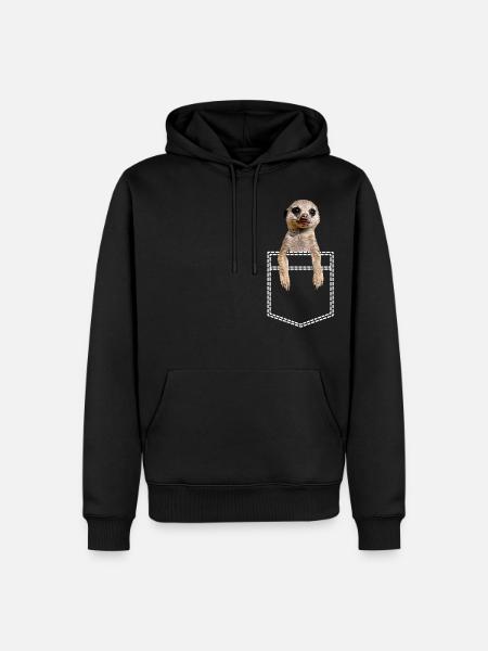 Erdmännchen In Brusttasche Hemdtasche - Männer Premium Bio Hoodie - Schwarz