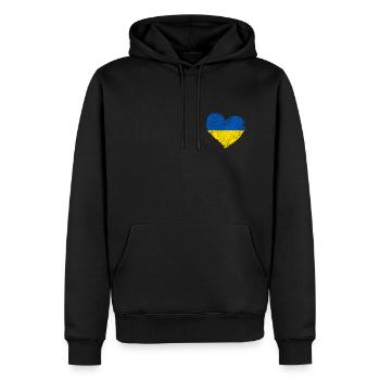 Ukraine Cœur - Sweat à capuche Premium bio Homme - noir - Devant - Nico (187cm)