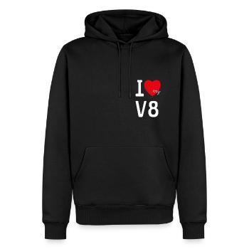 I love my V8 Big Block Motor - Männer Premium Bio Hoodie - Schwarz - Vorne - Nico (187cm)