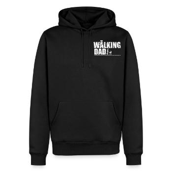 Le papa qui marche - Sweat à capuche Premium bio Homme - noir - Devant - Nico (187cm)