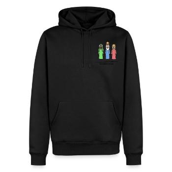 HEILIGE DREI KÖNIGE HOAMATLIEBE | Liebe zur Heimat - Männer Premium Bio Hoodie - Schwarz - Vorne - Nico (187cm)