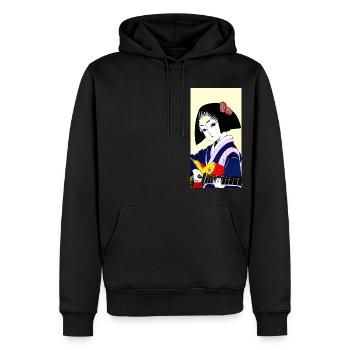Geisha Guitar - Men’s Premium Organic Hoodie - black - Front - Nico (187cm)