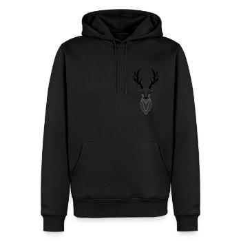 hirsch - Männer Premium Bio Hoodie - Schwarz - Vorne - Nico (187cm)