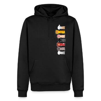 Pattes de chat - Sweat à capuche Premium bio Homme - noir - Devant - Nico (187cm)